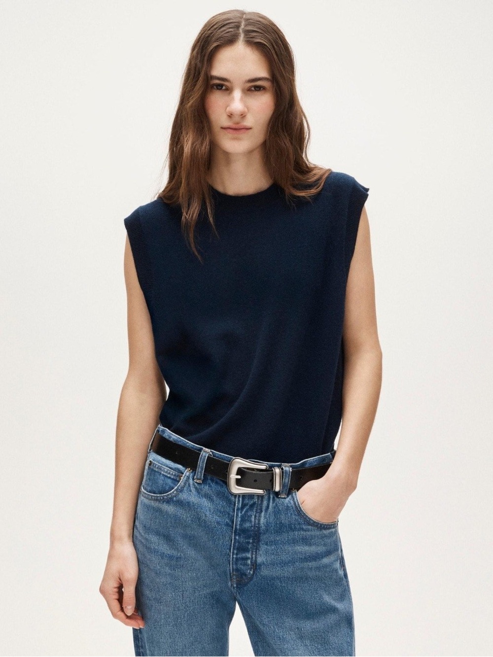 J.Crew Women’s 100% Cashmere Relaxed Sweater Vest Navy Size M NWT